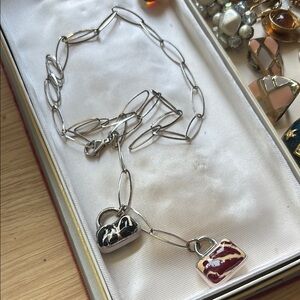 Silver and Red Pendant Necklace